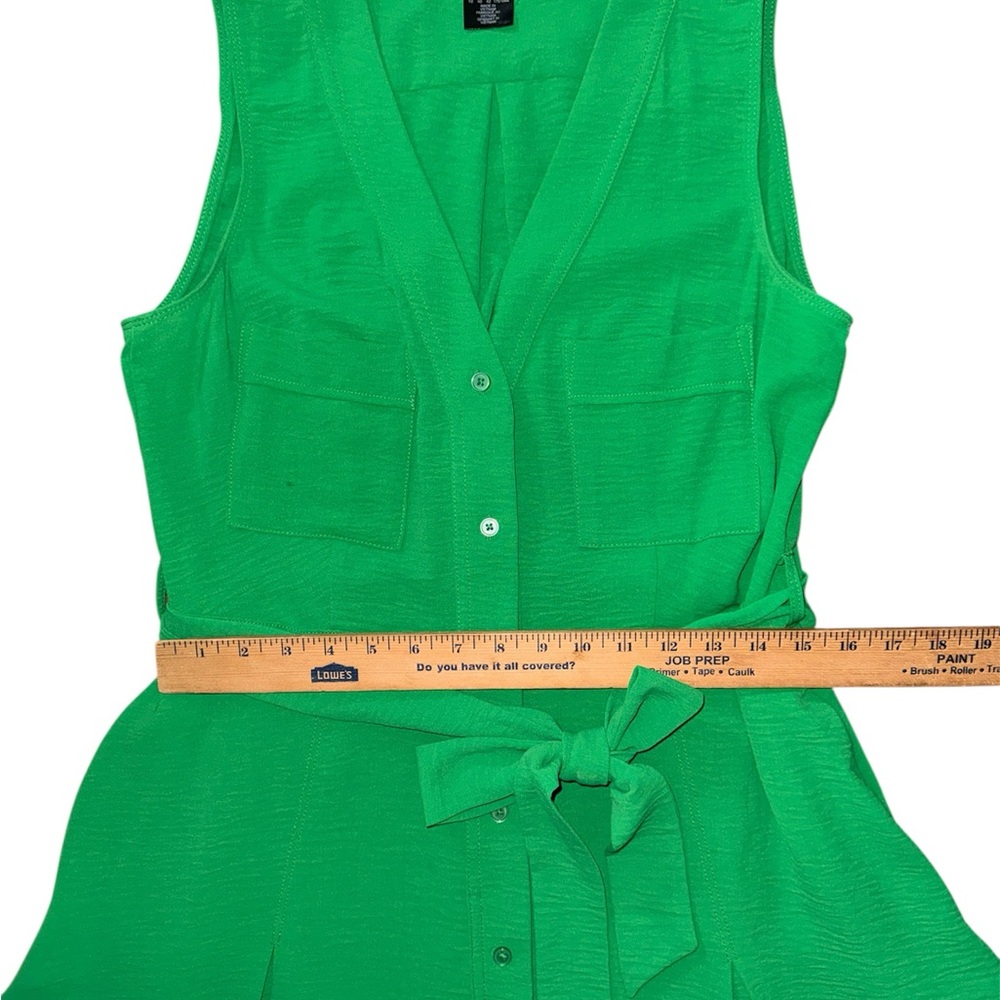 DKNY Vibrant Green V-Neck Mini Dress-HAS POCKETS!!! - Picture 7 of 8